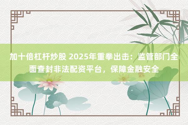 加十倍杠杆炒股 2025年重拳出击：监管部门全面查封非法配资平台，保障金融安全